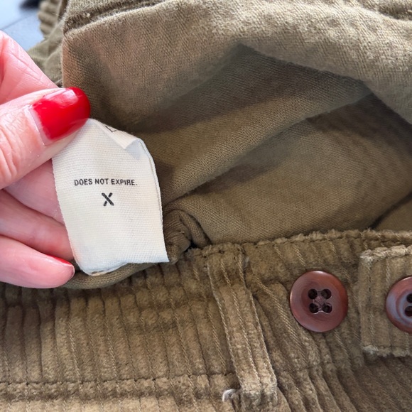 ALEX MILL Neil Cotton Corduroy Straight Leg Pants Olive Green Adjustable Waist 4 - Picture 11 of 15